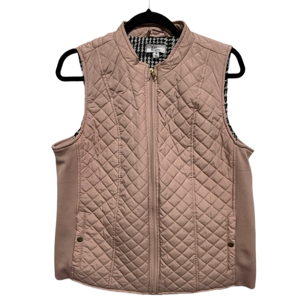 Kim Rogers Everyday Quilted Puffer Jacket Vest Size M Maeve Pink Preppy NWT